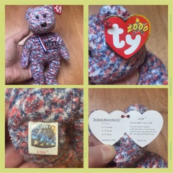 Ty Beanie Babies Lot Patriot USA Red White Blue Vintage 3‑Bear Set - Picture 10 of 12